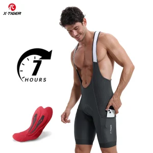 Men Cycling Bib Pants Anti-Slip Leg Grips Padded