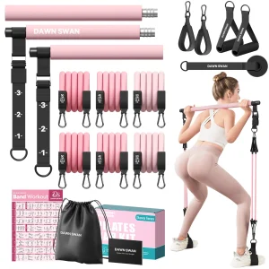 Pilates Bar Kit with Resistance Bands–Adjustable, Multiple Color Options!