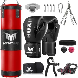 Complete Heavy Punching Bag Set with 12 OZ Gloves