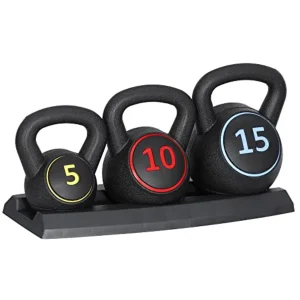 Kettlebell Sets with Storage Rack, Wide Grip Fitness Weights for Home Gym